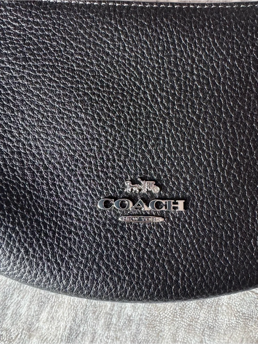 Coach Mini Payton Pebbled Leather Black Hobo Bag Handbag
